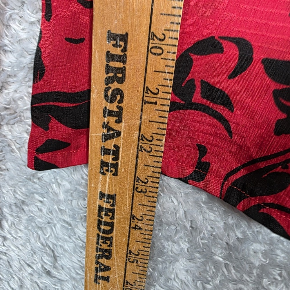 Vtg‎ Red Black Chiffon Floral Top Laura and Jane Secretary High Neck Medium - Picture 7 of 11